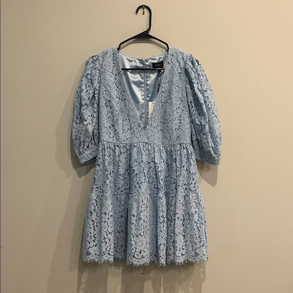 Bardot Light Blue Lace Mini Dress